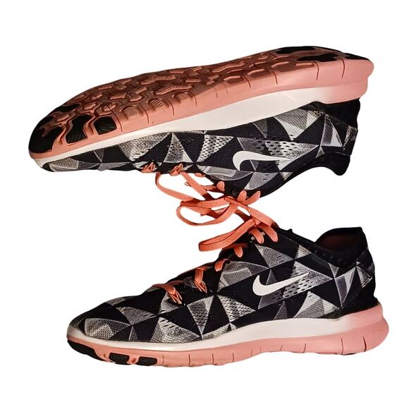 Nike Womens Free 5.0 Trainer Fit Black White Pink Running Shoes Size 10 EUC - Picture 6 of 9